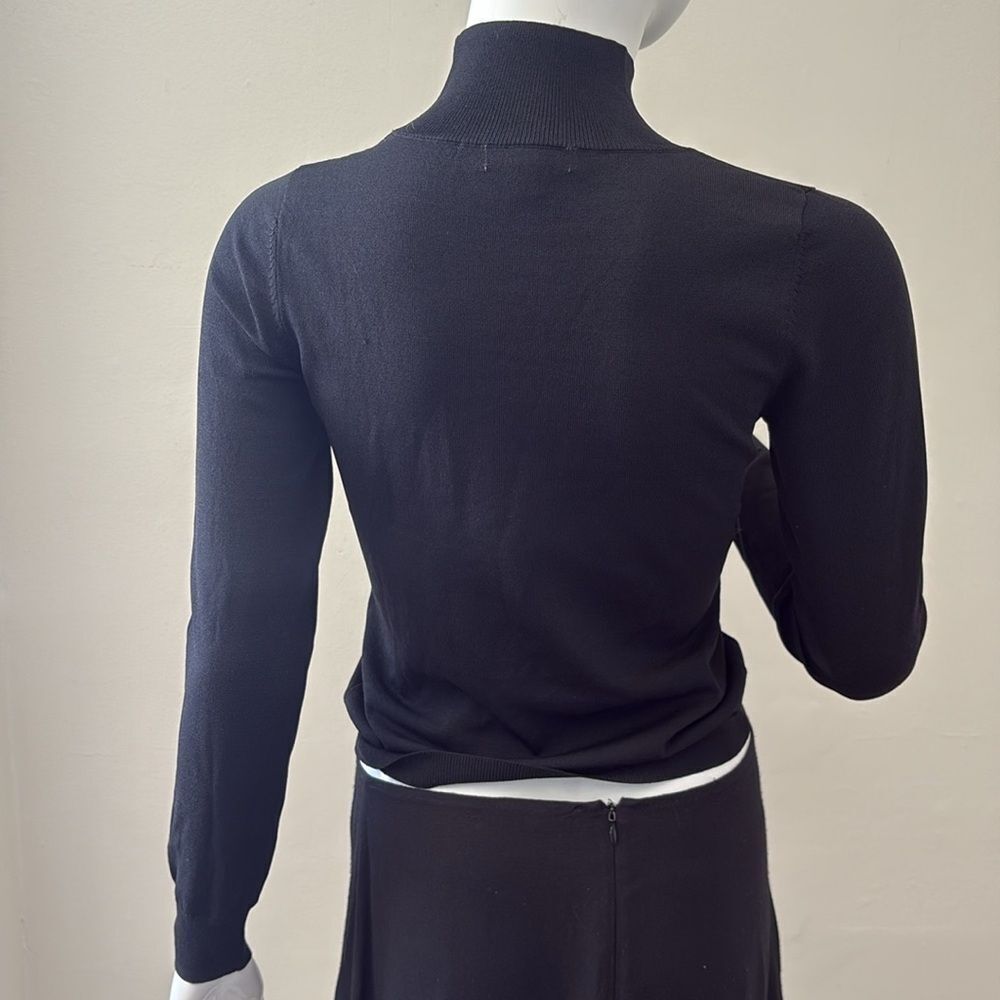 Miaou Eros Black Cutout Long Sleeve Thin Knit Mock Neck Sweater Top - Picture 3 of 8